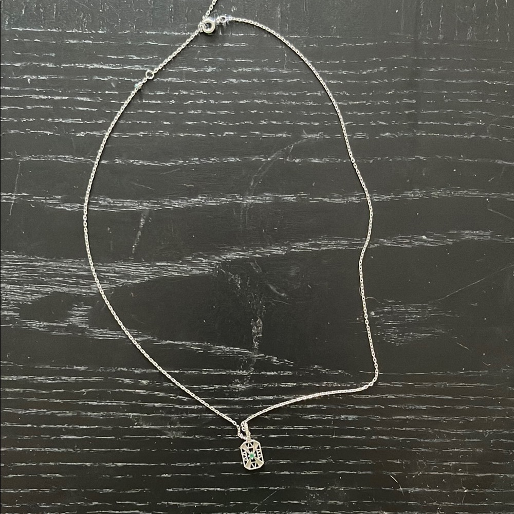 Elegant Silver Necklace with Emerald Pendant - perfect gift.